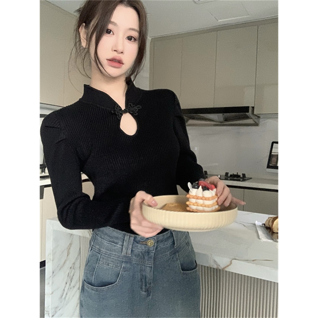 Kumikumi Áo Dệt Kim Tay Dài Dáng Ôm Phong Cách Giáng Sinh Thời Trang Mới Cho Nữ