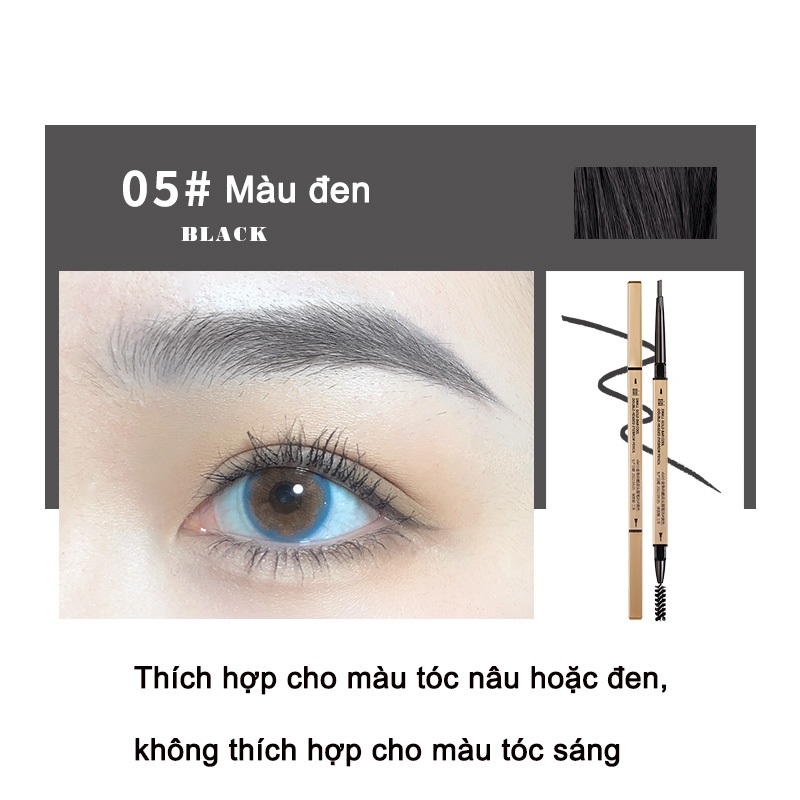 Chì kẻ mày XIXI Bút kể lông mày hai đầu, chống nước, chống mồ hôi, không nhuộm màu
