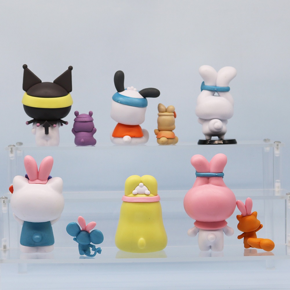 SANRIO Set 6 Mô Hình Nhân Vật Phim Hoạt Hình my melody hello kitty kuromi Poacco cinnamoroll Pomm purin Bằng pvc 9cm
