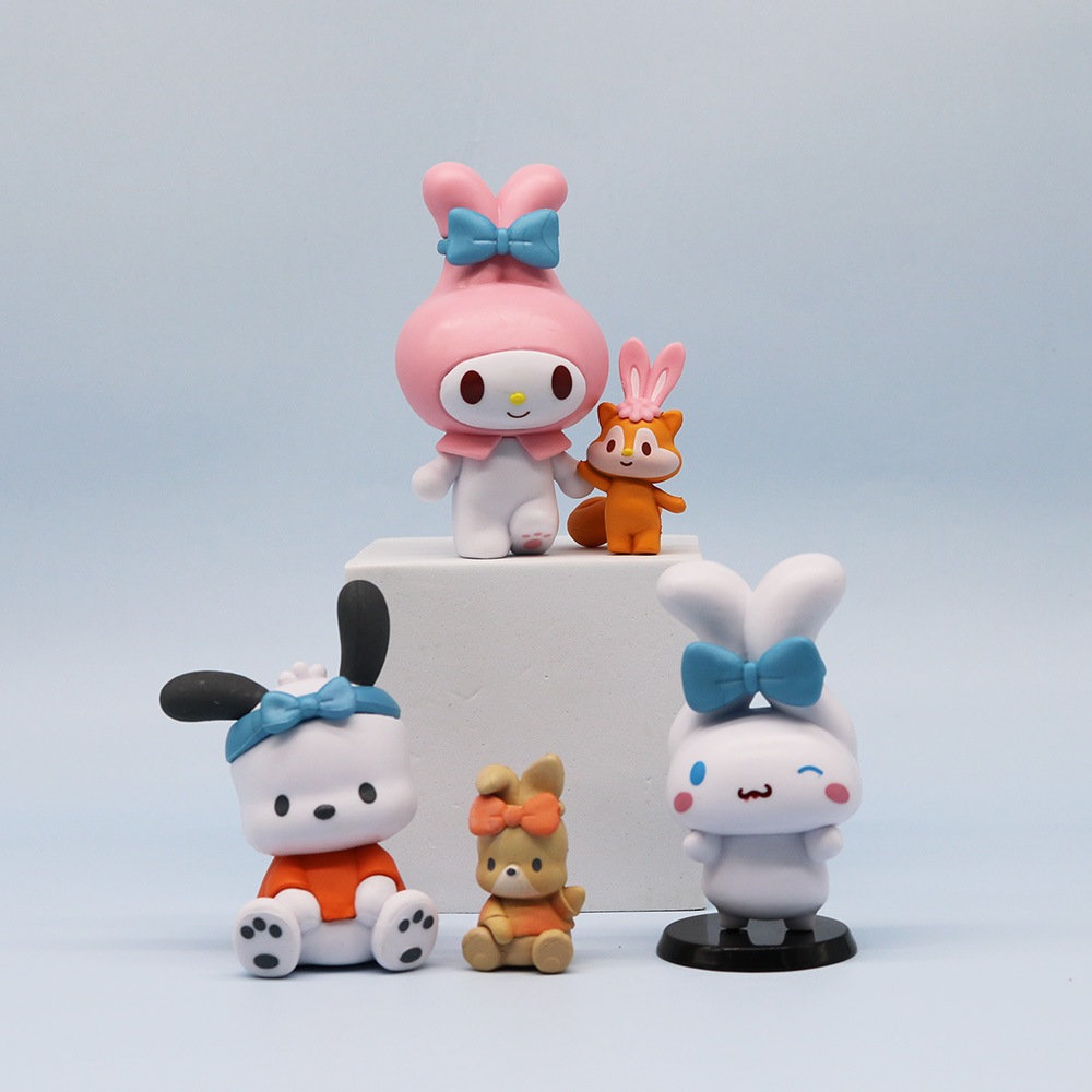 SANRIO Set 6 Mô Hình Nhân Vật Phim Hoạt Hình my melody hello kitty kuromi Poacco cinnamoroll Pomm purin Bằng pvc 9cm