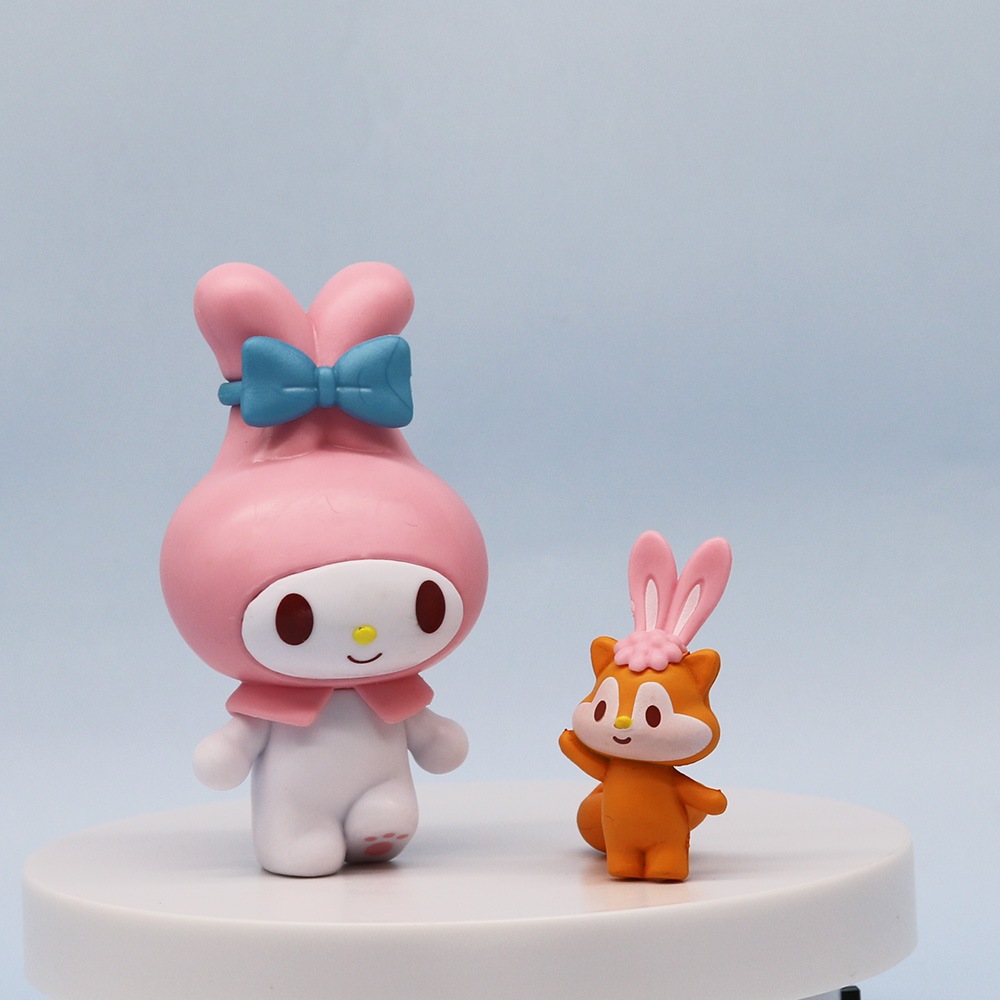 SANRIO Set 6 Mô Hình Nhân Vật Phim Hoạt Hình my melody hello kitty kuromi Poacco cinnamoroll Pomm purin Bằng pvc 9cm