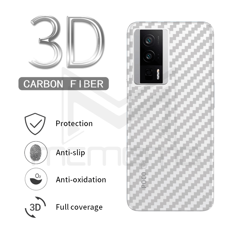Set 5 miếng dán bảo vệ mặt sau bằng sợi carbon cho Xiaomi POCO F5 F6 C65 X5 M5 M5s M6 C40 X4 X3 NFC M4 M3 F3 F4 GT F2 Pro 5G Pocophone F1