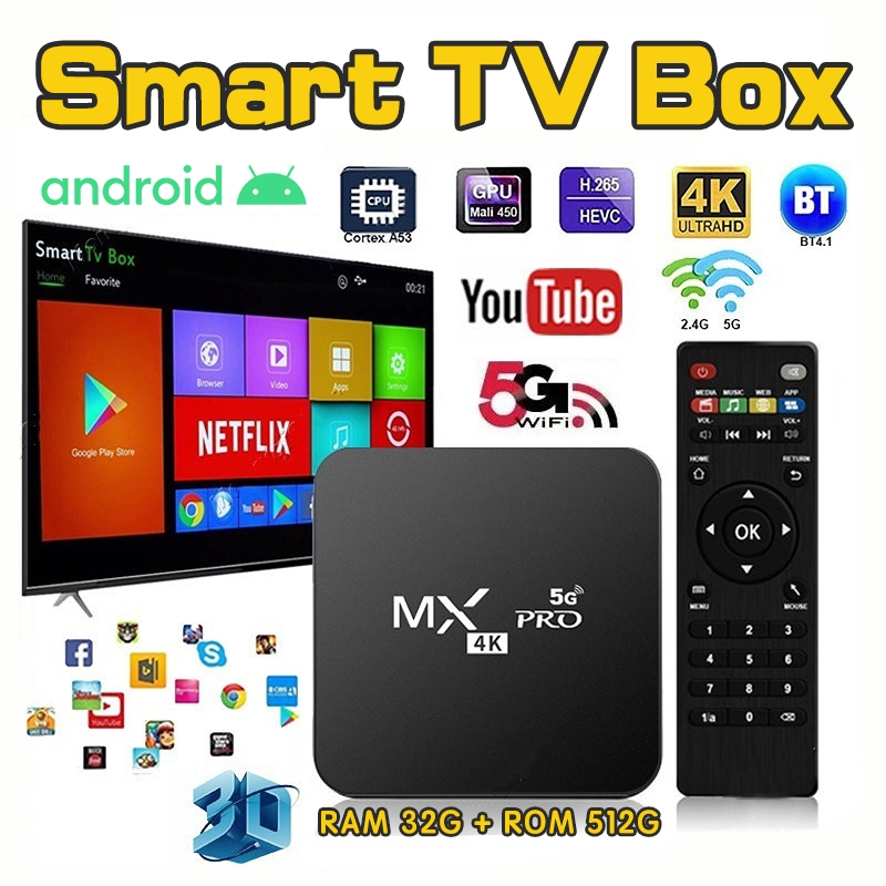 Hộp TV thông minh VOVOVA 5G 4K 32G+512G Android 11.1 Ultra HD WiFi Media Player TV Box