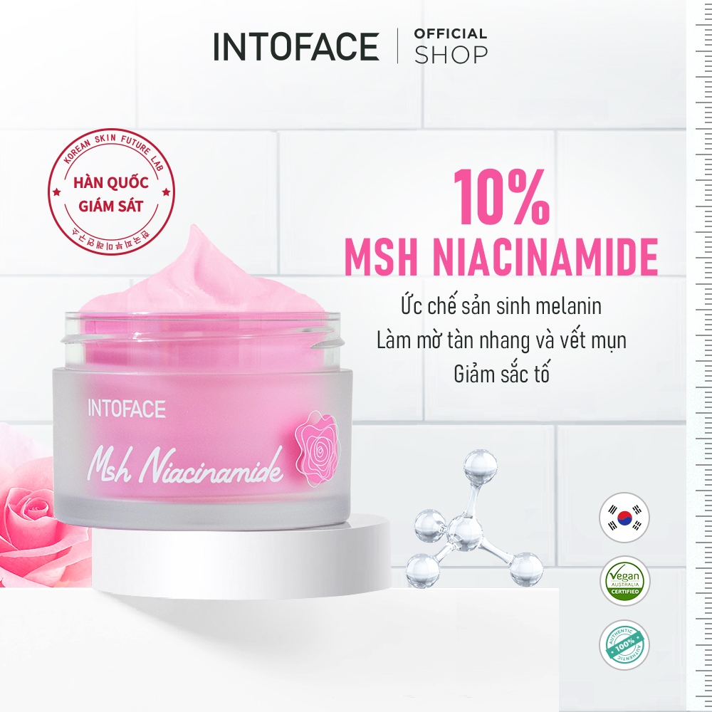 INTOFACE MSH 10% Niacinamide Brightening Cream Whitening Làm sáng da mặt Giảm đốm đen Gel dưỡng ẩm 30g