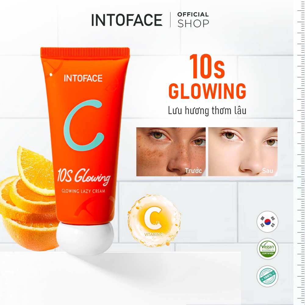 INTOFACE Kem Làm sáng da Whitening VC Glowing Lazy Cream 60g With Niacinamide Che khuyết điểm Và Cải thiện tình trạng xỉn màu
