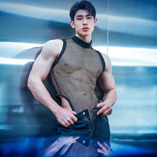 Pt449 Châu Âu Nam Mỹ Lưới Gợi Cảm Không Tay Đáy Áo Vest Một Mảnh Cơ Nam Cám Dỗ Đơn Giản Áo Len Cao Cấp Phong Cách Hồng Kông Thể Thao Phù Hợp Với Tất Cả Trận Đấu Áo Khoác Lưới Thoáng Khí Áo Khoác Đồng Tính Lưới Liền Mạch Dây Kéo Quần Lót Thể Thao Nam Mẫu H