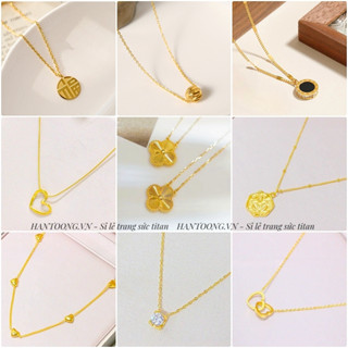 Dây chuyền titan cao cấp không gỉ mạ vàng 24k mặt cỏ 4 lá may mắn nhiều kiểu dáng trẻ trung thanh lịch dành cho nữ