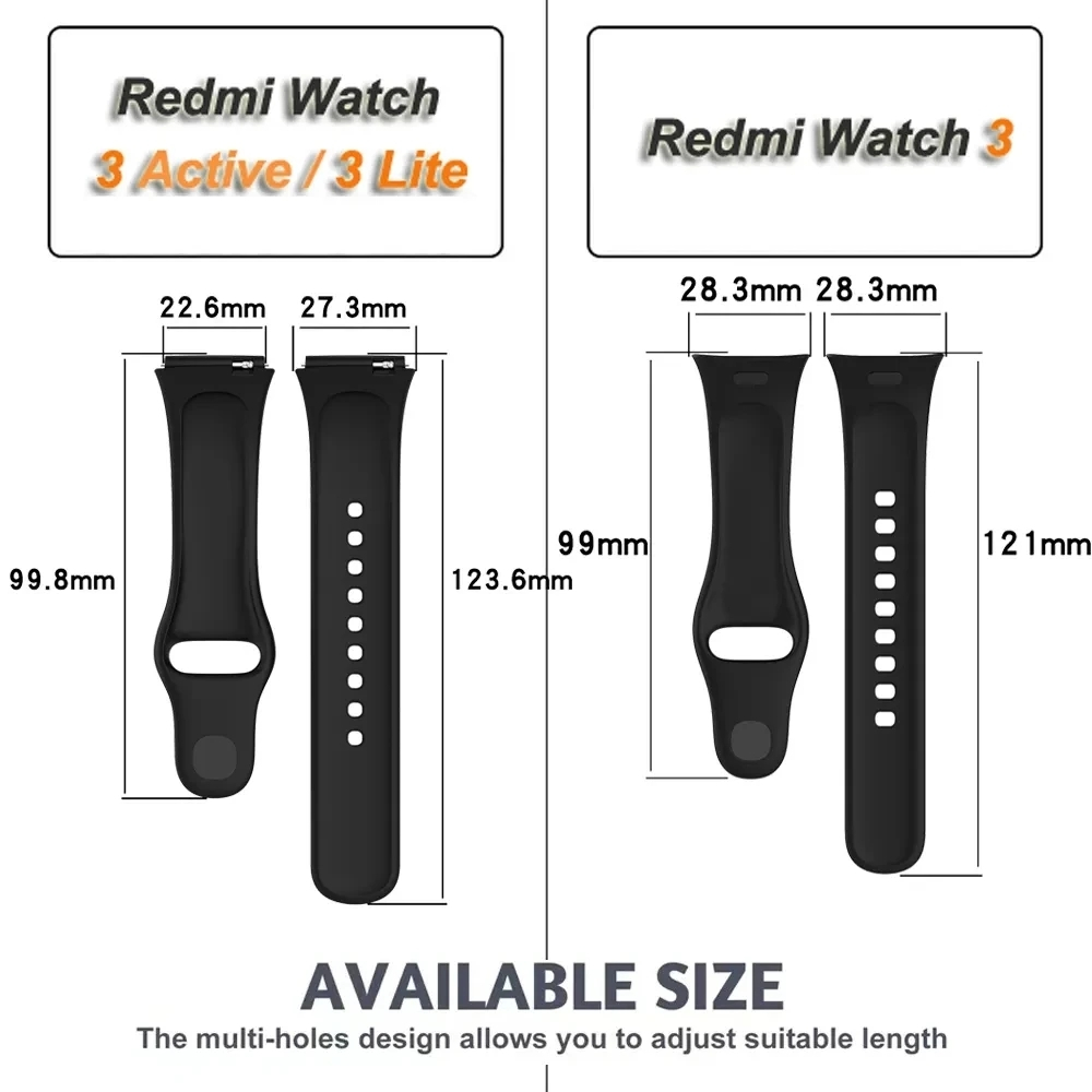 Jansin Dây đeo đồng hồ thông minh từ silicon cho Xiaomi Redmi Watch 3 Active Redmi Watch 2 Lite
