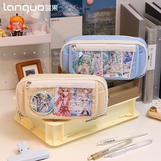 Languo Túi Đựng Bút 5 Ngăn Bằng Vải canvas Trong Suốt Và Có Thể Nhìn Thấy Ốp