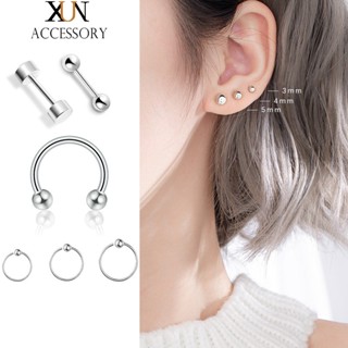 bông tai khuyên tai tròn xoắn ốc bằng thép titan không gỉ