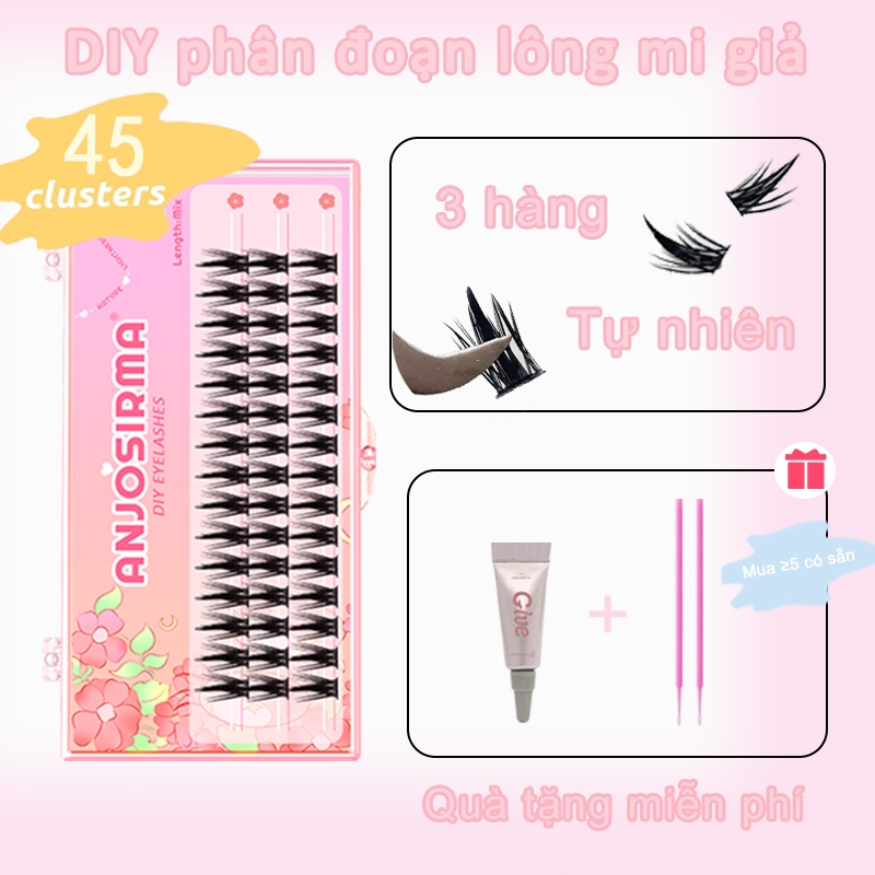 Anjosirma Lông Mi Giả 3D Cong Tự Nhiên 9-12mm C & D Chất lượng cao tái sử dụng M02