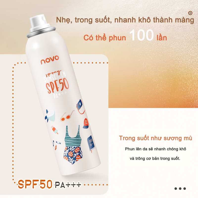 NOVO Sunscreen Spray 120ml 3 trong 1 chống nắng cách ly làm trắng da