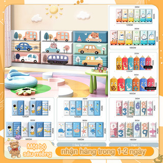 6Pcs-180*60cm🐯miếng xốp dán tường 3D Miếng Dán Tường Cho Bé miếng xốp dán tường chống va đập cho bé xốp dán tường miếng ốp tường chống va đập Xốp dán tường chống va chạm xốp dán tường loại dày xốp dán tường
