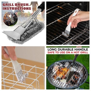 【Quki】BBQ Bàn chải sợi thép không gỉ làm sạch bếp nướng sạch sẽ vệ sinh nhà bếp