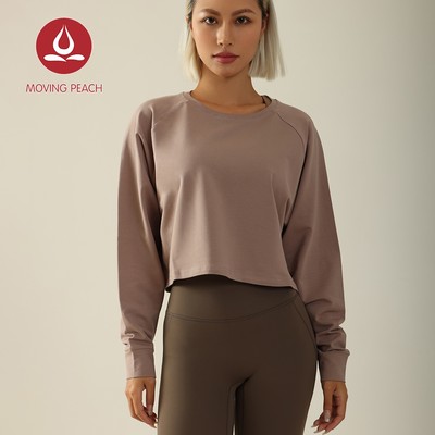 MOVING PEACH Áo Thể Thao Tay Dài Chui Đầu Dáng Rộng Thoải Mái Mặc Hàng Ngày Cho Nữ ASG