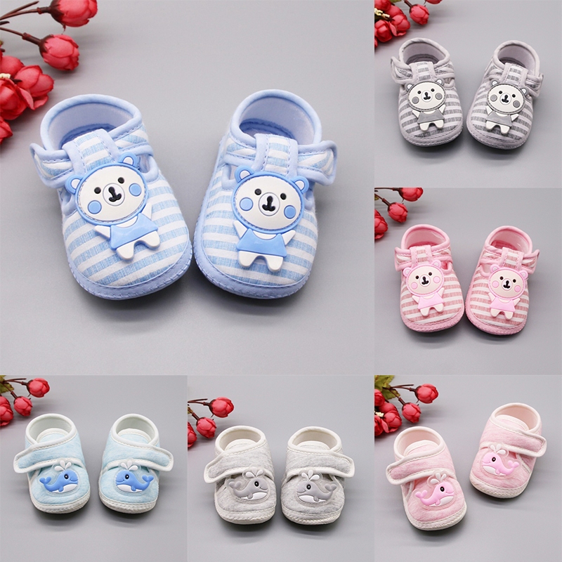 Giày Tập Đi Đế Mềm Hoạ Tiết Kẻ Sọc Cho Bé Giày cotton Đế Mềm Chống Trượt Dành Cho Bé Tập Đi