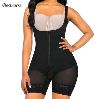 Áo liền quần Bestcorse định hình bụng có khóa kéo thời trang dành cho nữ 3XL