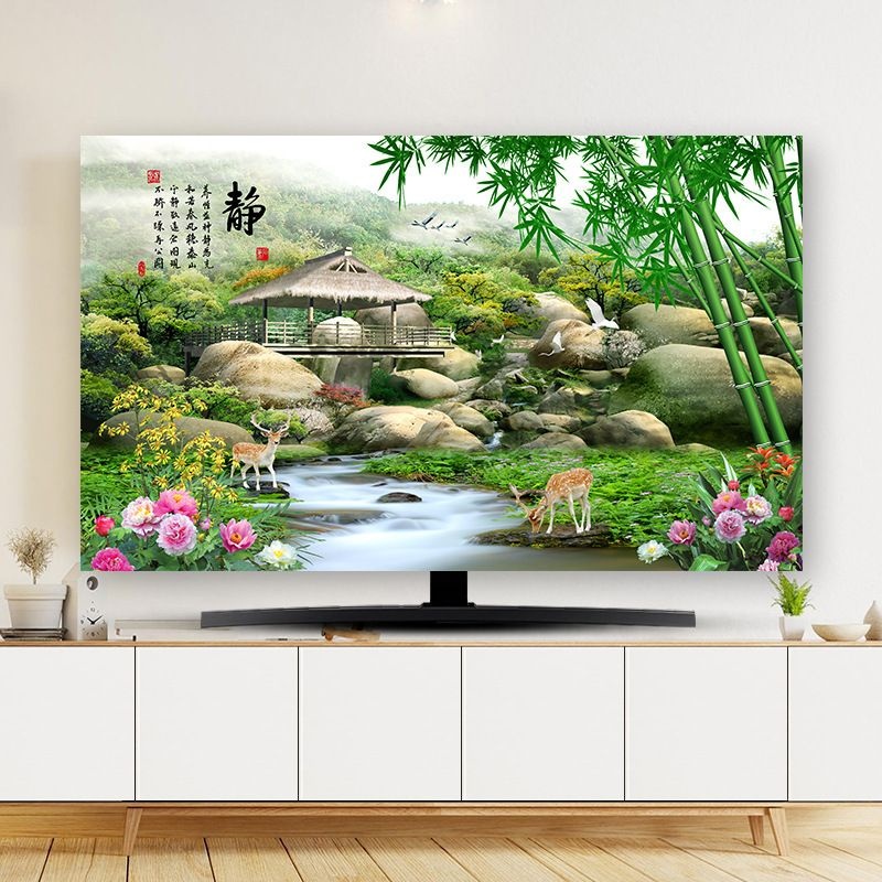 Rèm tivi chống bụi, trang trí ti vi, decor tivi, rèm che tivi,rèm tivi TV Cover Hộ Gia Đình Để Bàn V