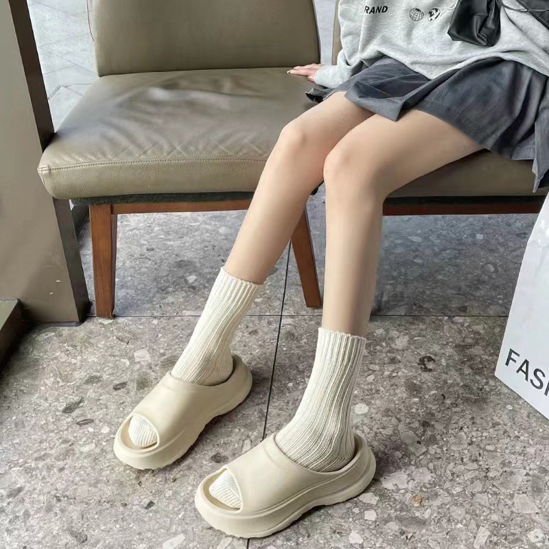 Muchao Dép Sandal Đế Bằng Dày Dặn Thắt Nơ Xinh Xắn Thời Trang Cho Nữ