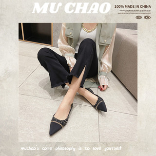 MUCHAO Xăng đan Cao Gót Mũi Vuông Phong Cách Dành Cho Nữ