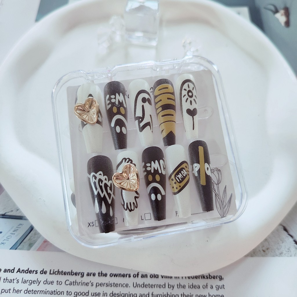 Bộ 24 Móng Tay Giả Múa Ba Lê Dài Kèm Phụ Kiện Tự Dính 12 Kích Cỡ Và Bao Gồm Keo Dán