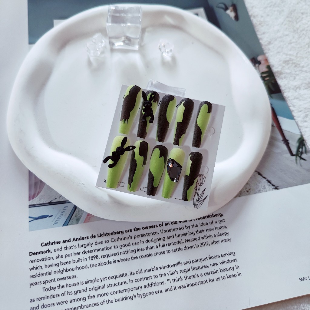 Bộ 24 Móng Tay Giả Múa Ba Lê Dài Kèm Phụ Kiện Tự Dính 12 Kích Cỡ Và Bao Gồm Keo Dán