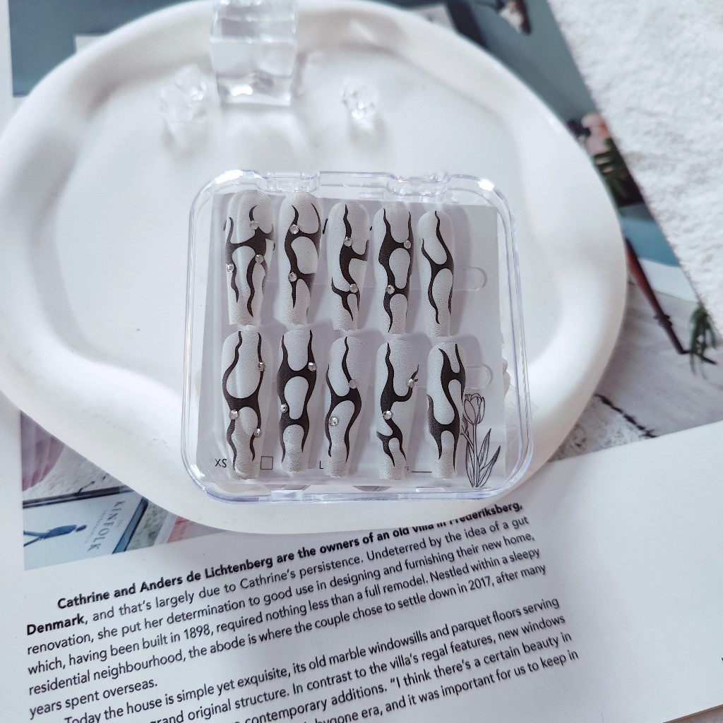 Bộ 24 Móng Tay Giả Múa Ba Lê Dài Kèm Phụ Kiện Tự Dính 12 Kích Cỡ Và Bao Gồm Keo Dán