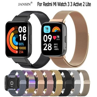 Jansin Dây đeo thay thế bằng inox cho đồng hồ thông minh Xiaomi Redmi Watch 3 Active Redmi Watch 2 Lite