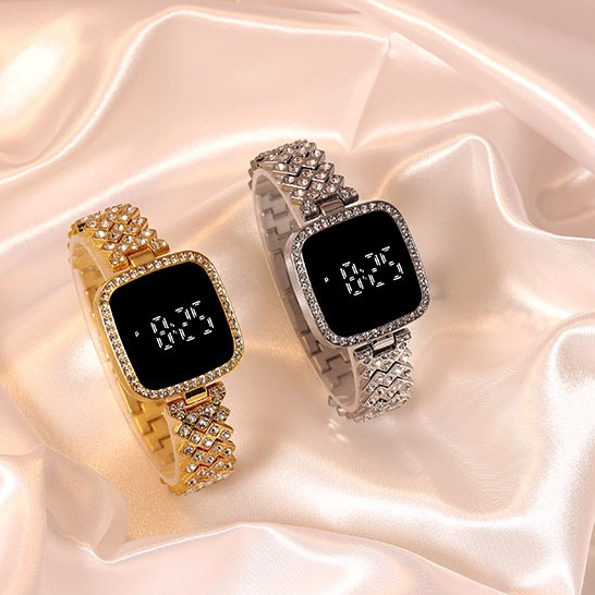 Kegllect Đồng Hồ Đeo Tay Mặt Vuông Có Đèn led Thiết Kế Đơn Giản Sang Trọng Cho Nữ