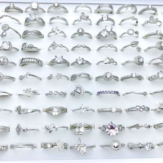 Set 10 Nhẫn Nữ Mạ Bạc Đính Đá zircon Thời Trang