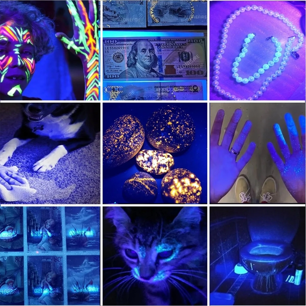 Alonefire Đèn Pin led uv 20w Phóng To 365nm / 395nm Chất Lượng Cao