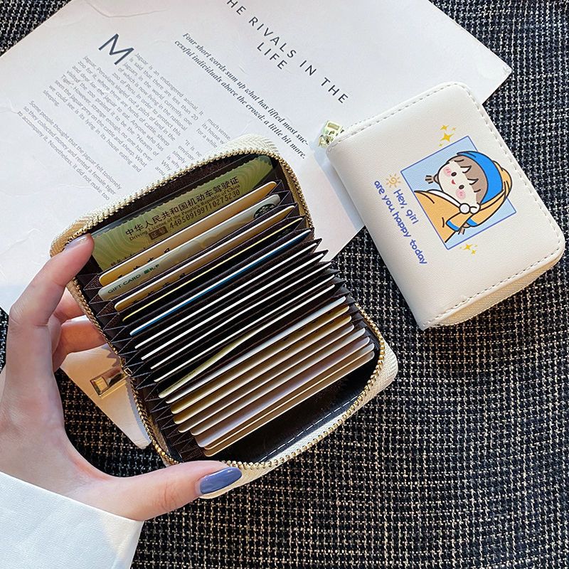 Ví Da pu Nhỏ Đựng Thẻ Với 9 Ngăn Đựng Thẻ Kiểu Hoạt Hình Dễ Thương Cho Nữ
