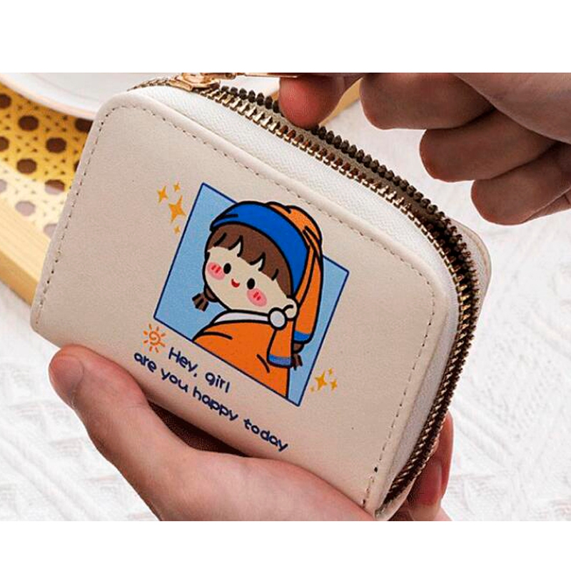 Ví Da pu Nhỏ Đựng Thẻ Với 9 Ngăn Đựng Thẻ Kiểu Hoạt Hình Dễ Thương Cho Nữ