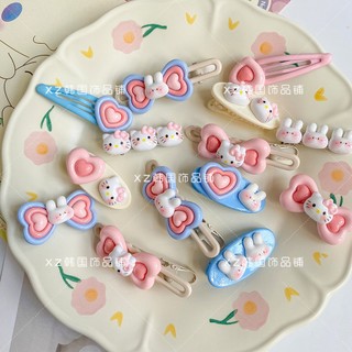 Bộ 7 món kẹp tóc ~ bộ 7 món kẹp tóc thỏ / mèo hello kitty màu hồng dễ thương cho bé gái
