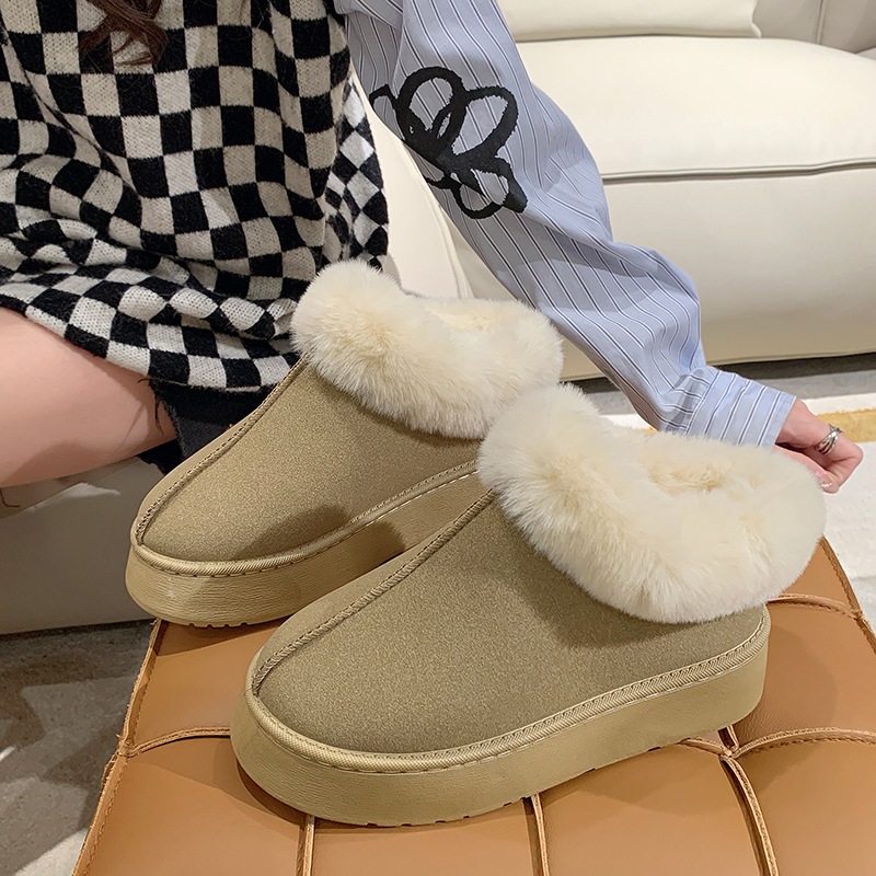 Giày Bốt Đi Tuyết Đế Dày Phối Lông Ấm Áp Thoải Mái Thời Trang Mùa Đông Cho Nữ