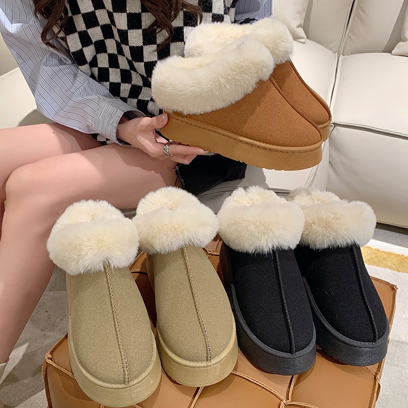 Giày Bốt Đi Tuyết Đế Dày Phối Lông Ấm Áp Thoải Mái Thời Trang Mùa Đông Cho Nữ