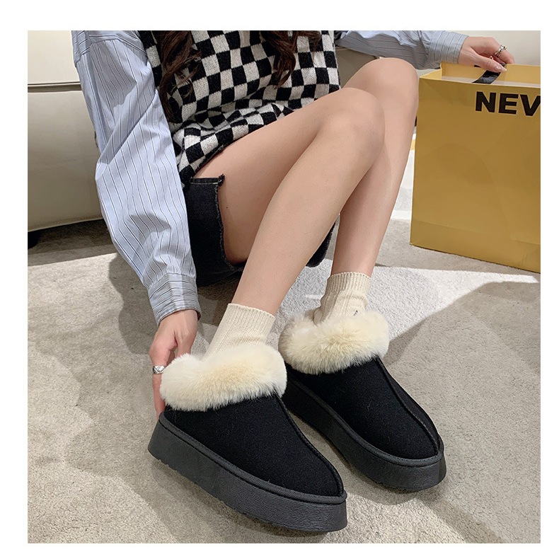Giày Bốt Đi Tuyết Đế Dày Phối Lông Ấm Áp Thoải Mái Thời Trang Mùa Đông Cho Nữ