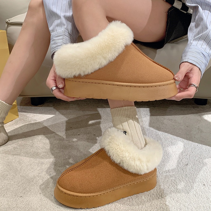 Giày Bốt Đi Tuyết Đế Dày Phối Lông Ấm Áp Thoải Mái Thời Trang Mùa Đông Cho Nữ