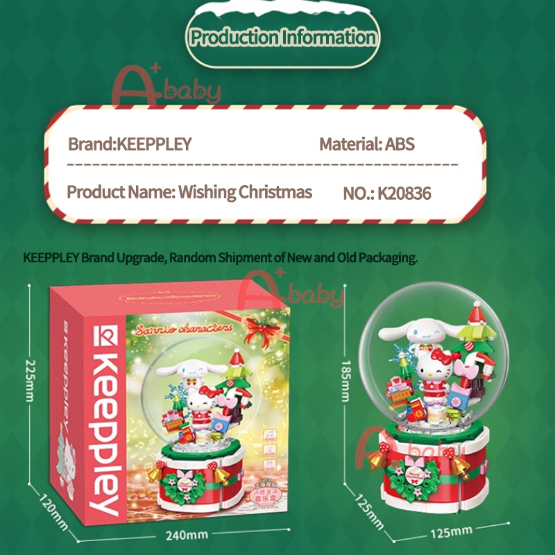 Keeppley Sanrio Building Block Christmas Hộp Nhạc Khối Xây Dựng Hình sanrio Christmas Quà Giáng Sinh