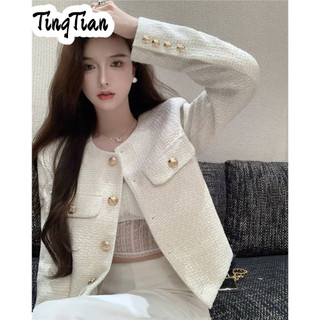 TINGTIAN áo khoác dù áo khoác áo dạ tweed bomber trendy Thông thường chic cozy WJK23915WX38Z230922