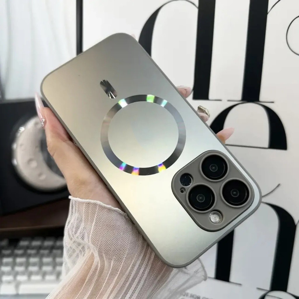 Ốp Điện Thoại Mặt Kính Nhám Từ Tính Chống Nổ Bảo Vệ Ống Kính Máy Ảnh Cho IPhone 15 14 13 12 Pro Max