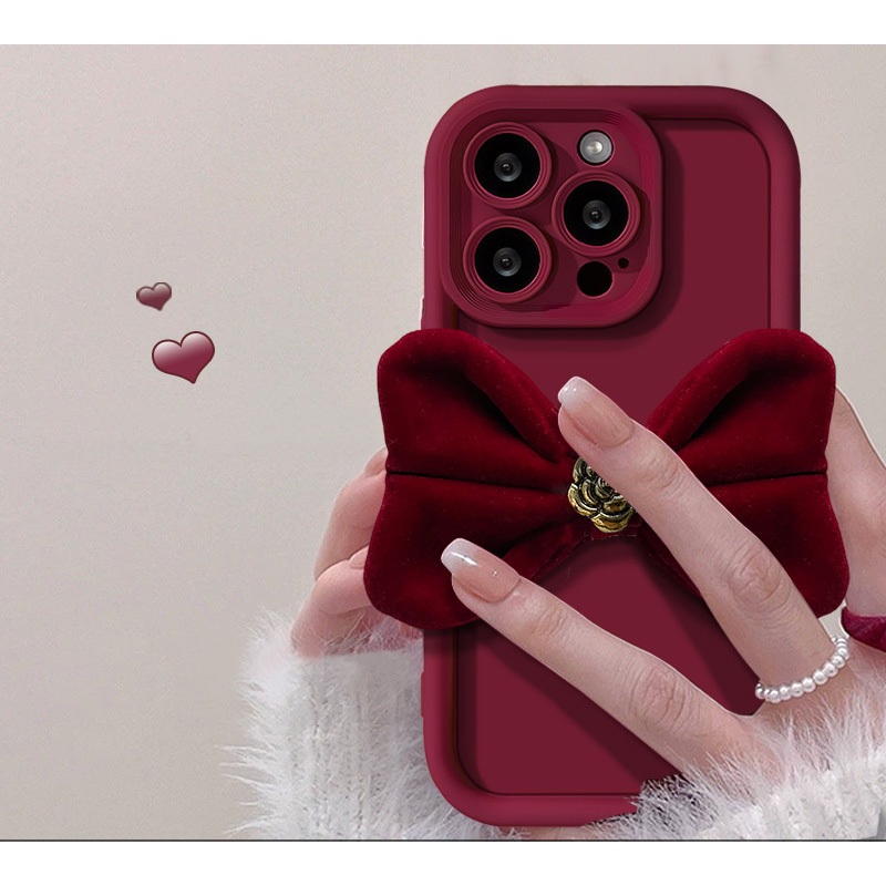 Ôp Điện Thoại Dẻo Đính Nơ Đỏ Xinh Xắn Cho oppo reno 8 pro 8t 8z 7z a95 a74 a38 a18 a57 a77s a16 a17 a54 a78 a58 Ốp