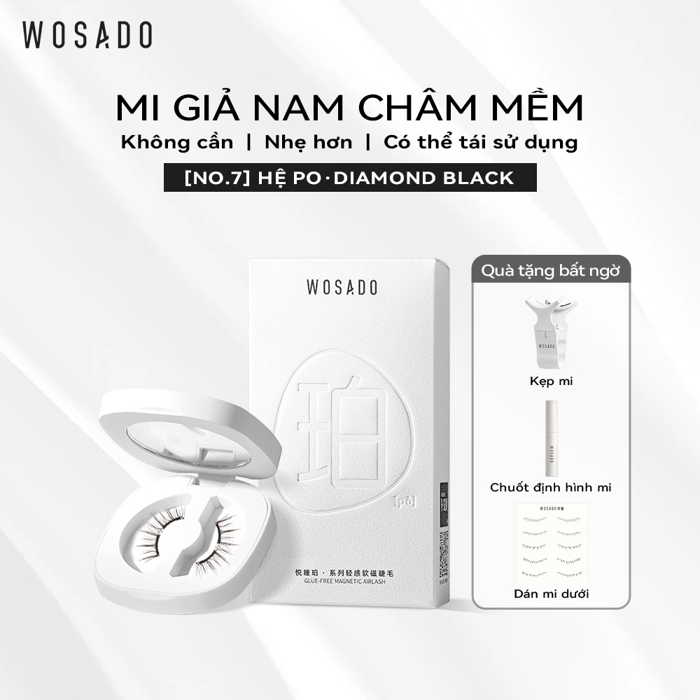 Wosado Mi Giả Từ Tính Mềm No.7 Diamond Black - Kim Cương Đen Lông Mi Giả Từ Tính An Toàn, Tái Sử Dụng, Chất Lượng Cao, Chuyên Nghiệp, Chất Liệu Dupont, Được Cấp Bằng Sáng Chế Mi Tình Nhân Cao Cấp Trang Điểm Nhẹ Và Trang Điểm Tinh Tế
