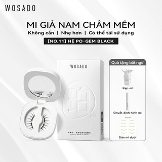 WOSADO MI GIẢ TỪ TÍNH MỀM No.11 GEM BLACK - DIỆN THẠCH ĐEN  Lông mi giả từ tính an toàn, tái sử dụng, chất lượng cao, chuyên nghiệp, chất liệu DuPont, được cấp bằng sáng chế Mắt nai ngây thơ Hàn Quốc  Trang điểm nhẹ và trang điểm tinh tế