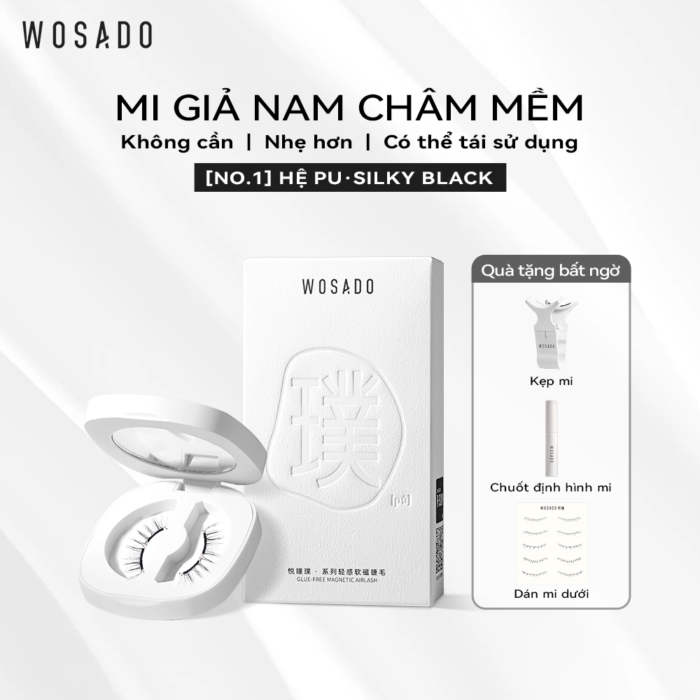 Wosado Mi Giả Từ Tính Mềm No.1 Silky Black - Lụa Mềm Đen Lông Mi Giả Từ Tính An Toàn, Tái Sử Dụng, Chất Lượng Cao, Chuyên Nghiệp, Chất Liệu Dupont, Được Cấp Bằng Sáng Chế Lông Mi Tự Nhiên Và Đa Năng Trang Điểm Nhẹ Và Trang Điểm Tinh Tế