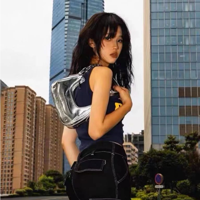 SINGING túi kẹp nách túi xách nữ 2023 new Phong Cách Hàn Quốc Da Pu Trơn L91TKTE