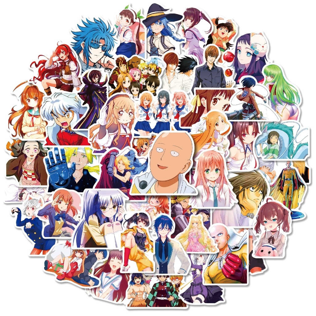 50 Miếng Dán Hoạt Hình demon slayer one punch-man spirited away Chống Thấm Nước Cho Mũ Bảo Hiểm Xe Đạp