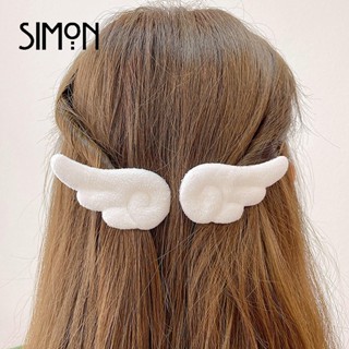 Simon Kẹp Tóc Hình Cánh Thiên Thần Hoạt Hình Bằng Lông Nhung Xinh Xắn Cho Nữ