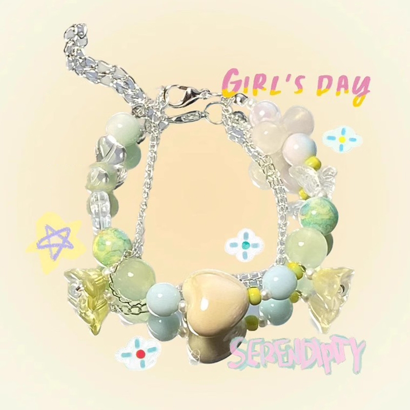 Vòng tay thời trang đầy màu sắc hạt hình trái tim dễ thương lắc tay phụ kiện thời trang