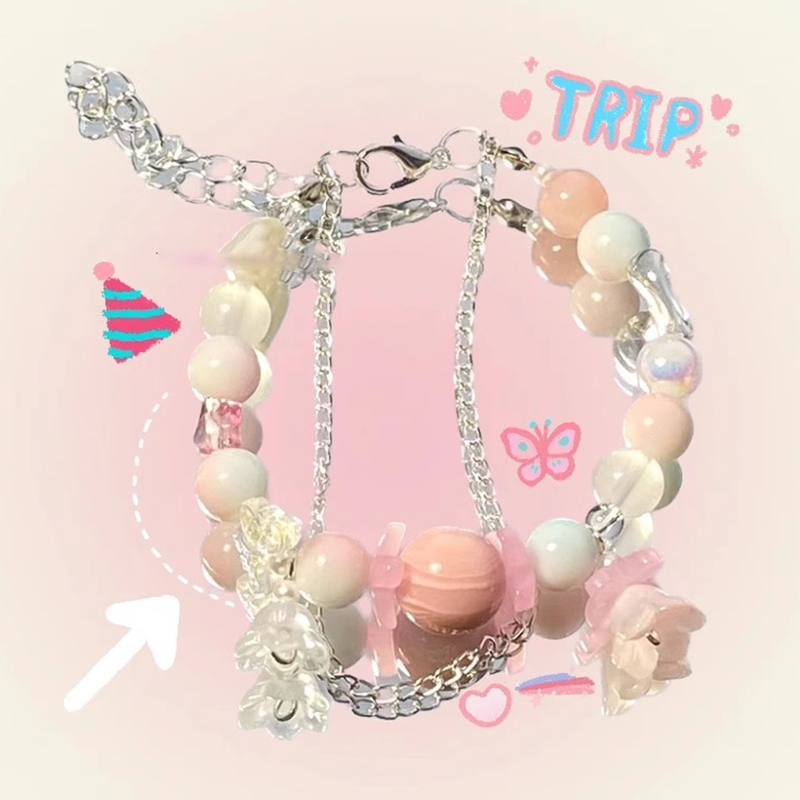 Vòng tay thời trang đầy màu sắc hạt hình trái tim dễ thương lắc tay phụ kiện thời trang